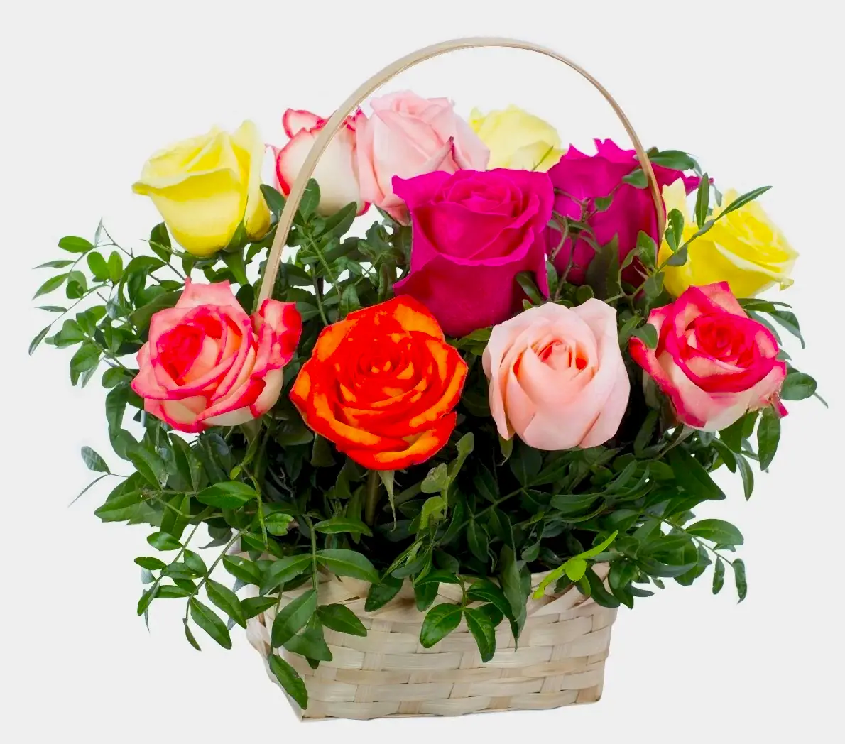 Rainbow Roses Basket